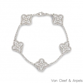 Van Cleef & Arpels White Gold Diamond Vintage Alhambra Bracelet VCARA41500 Van Cleef & Arpels White Gold Diamond Vintage Alhambra Bracelet VCARA41500